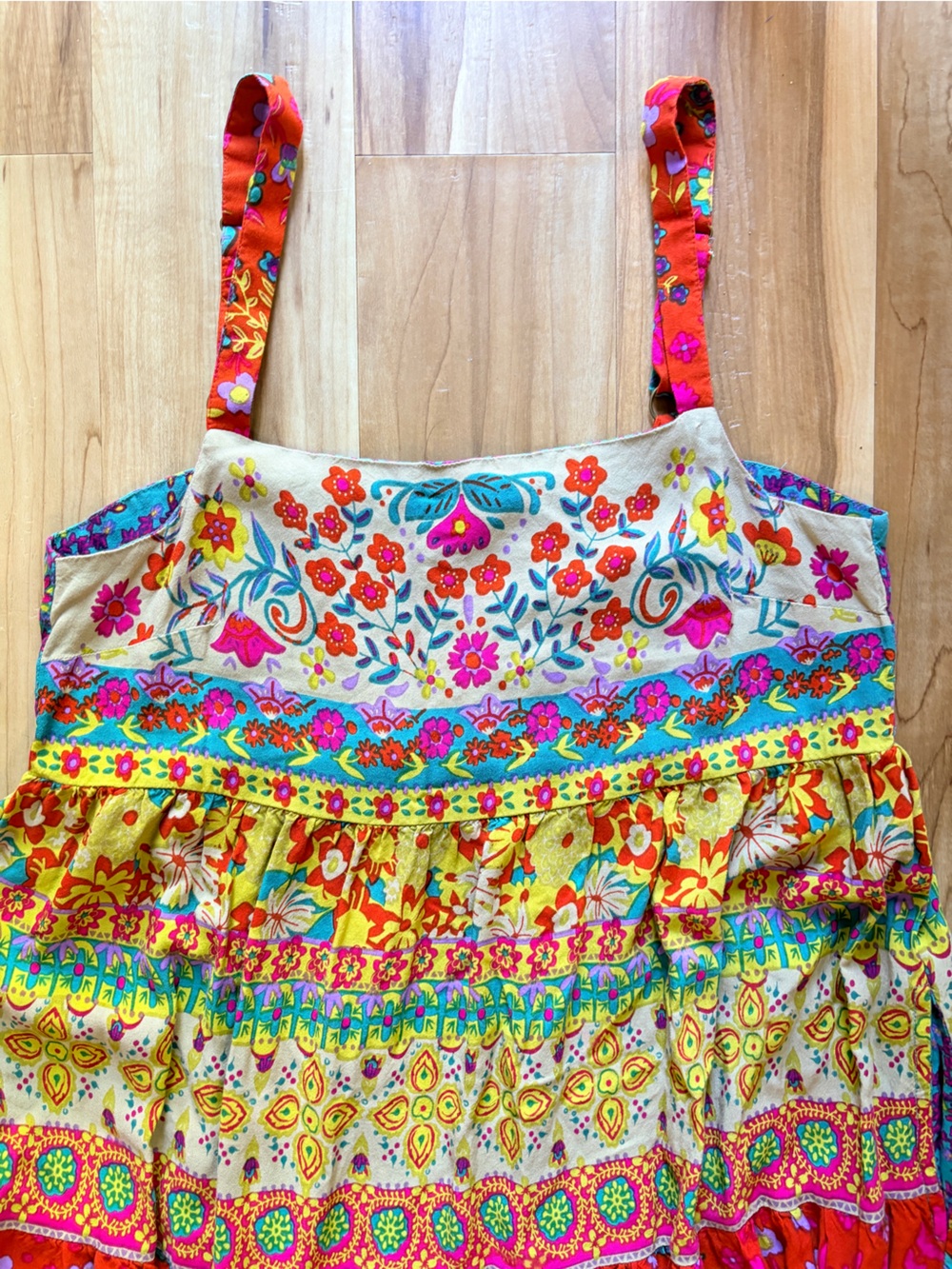 NATURAL LIFE Multicolor Floral Tiered Boho Retro Maxi Dress Medium - Picture 3 of 6